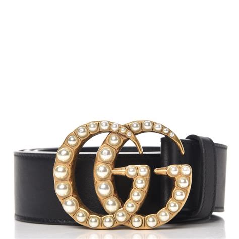 red gucci belt with pearls|Gucci black bag with pearls.